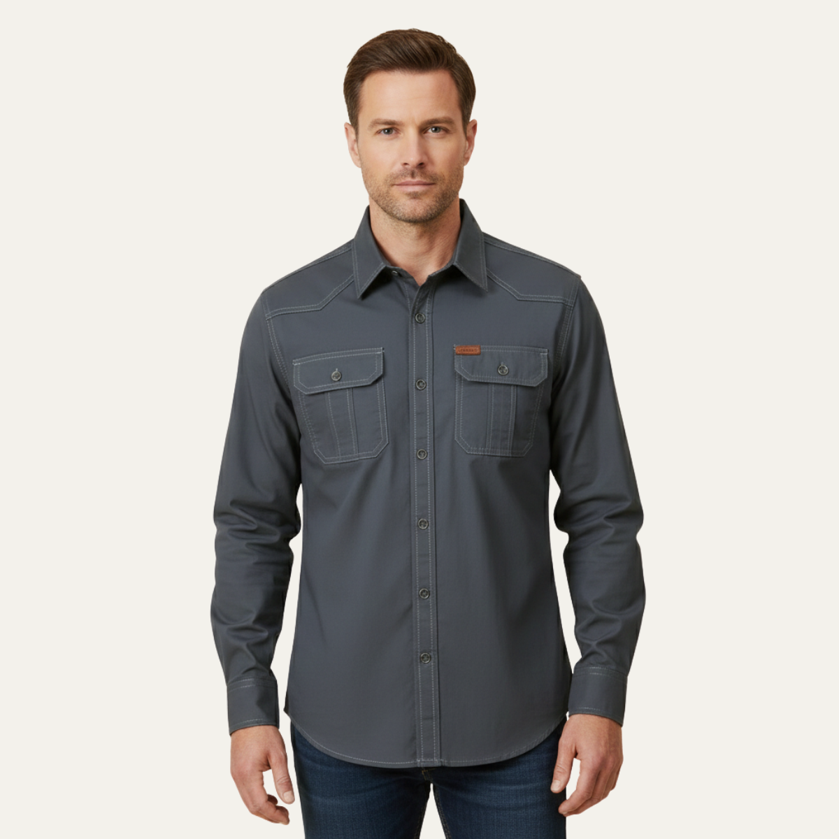 La Chemise Cargo Douce à Multi Poches de Couleur Unie pour Homme Cedarfield