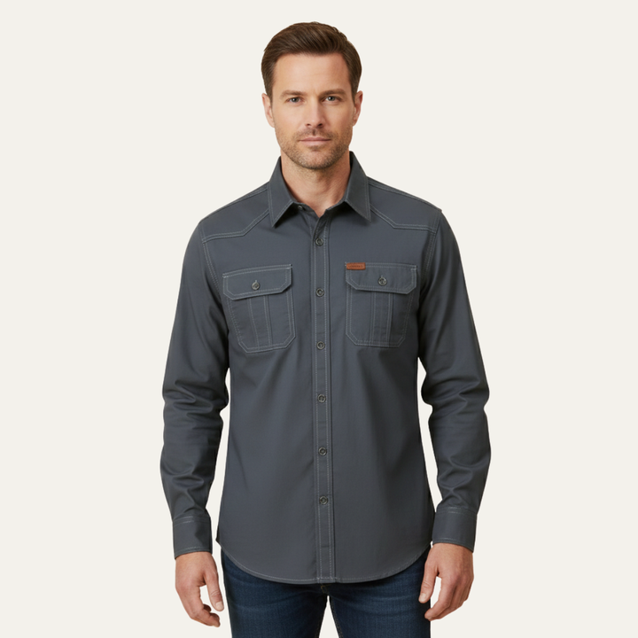 La Chemise Cargo Douce à Multi Poches de Couleur Unie pour Homme Cedarfield