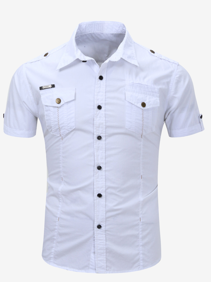 Chemise à manches courtes décontractée en coton pour hommes en plein air