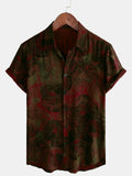 Chemise décontractée à manches courtes boutonnée à fleurs rétro pour hommes