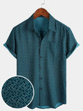 Chemise décontractée à manches courtes et poches pour homme, imprimé géométrique