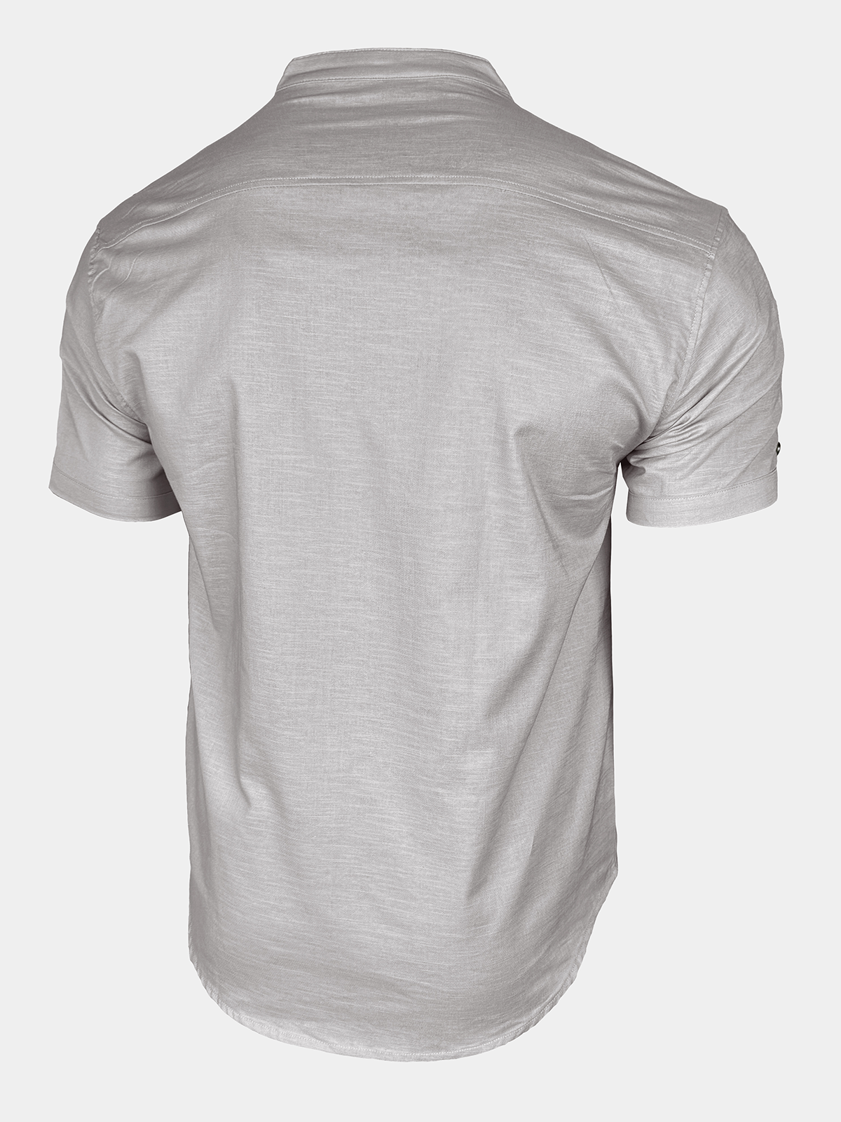 Chemise Homme Henley en Coton et Lin à Col Mao Manches Courtes
