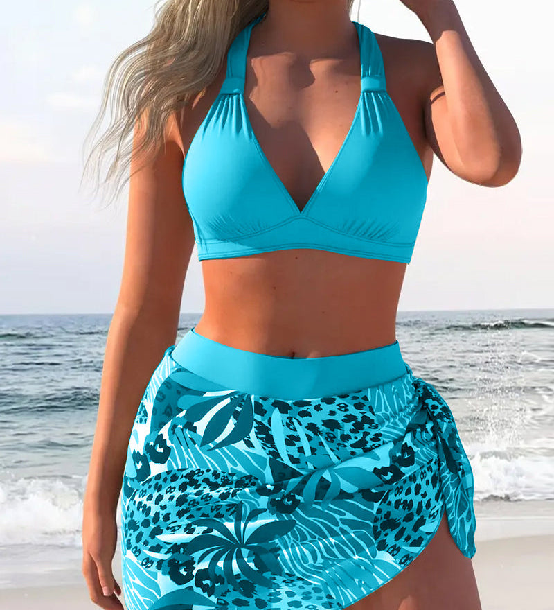 Maillot De Bain Deux Pièces Avec Soutien-Gorge Et Jupe