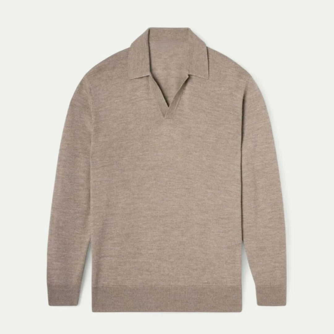 Le Polo en Coton à Col V Venise pour Hommes - Style Vieille Argent