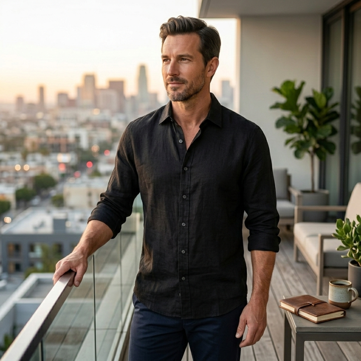 La Chemise Boutonnée en Lin Tendance pour Hommes Meadowrun