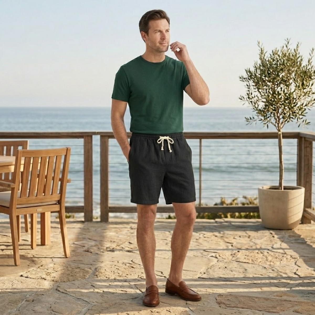 Les Shorts de Plage Casual Slim Fit à Cordon de Serrage pour Hommes Mapleford