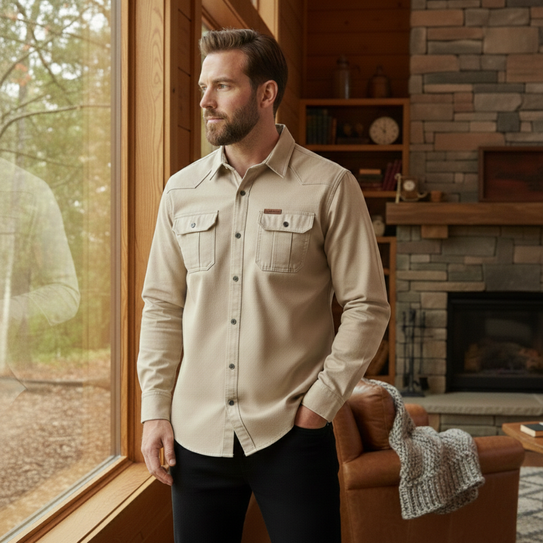 La Chemise Cargo Douce à Multi Poches de Couleur Unie pour Homme Cedarfield