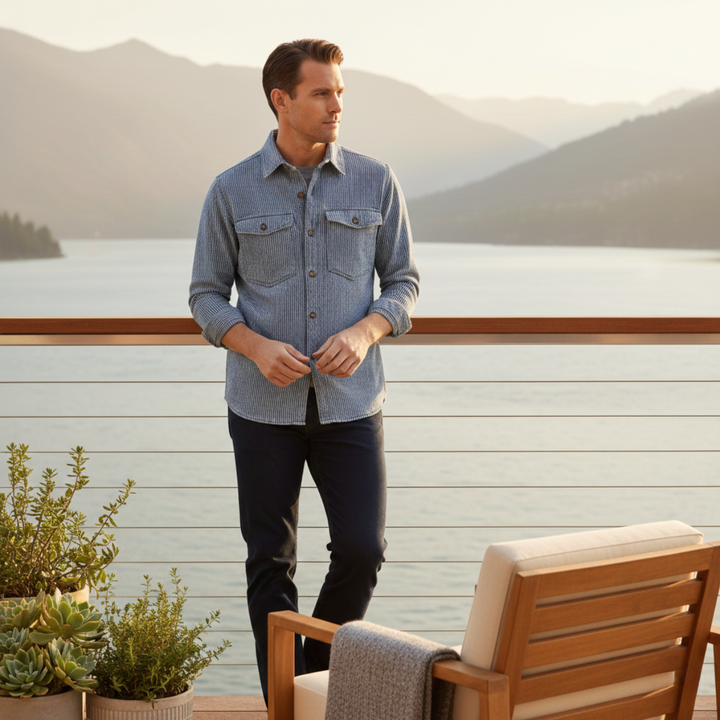 La Veste Chemise en Denim Vintage Rayée pour Homme Ridgepark