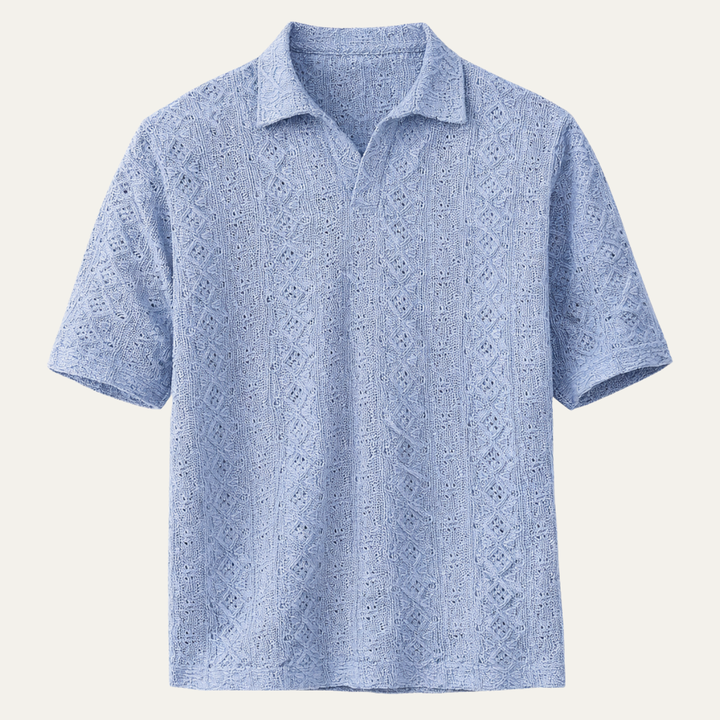La chemise en lin en crochet maillé boho pour homme Glenridge Hill – Bleu clair