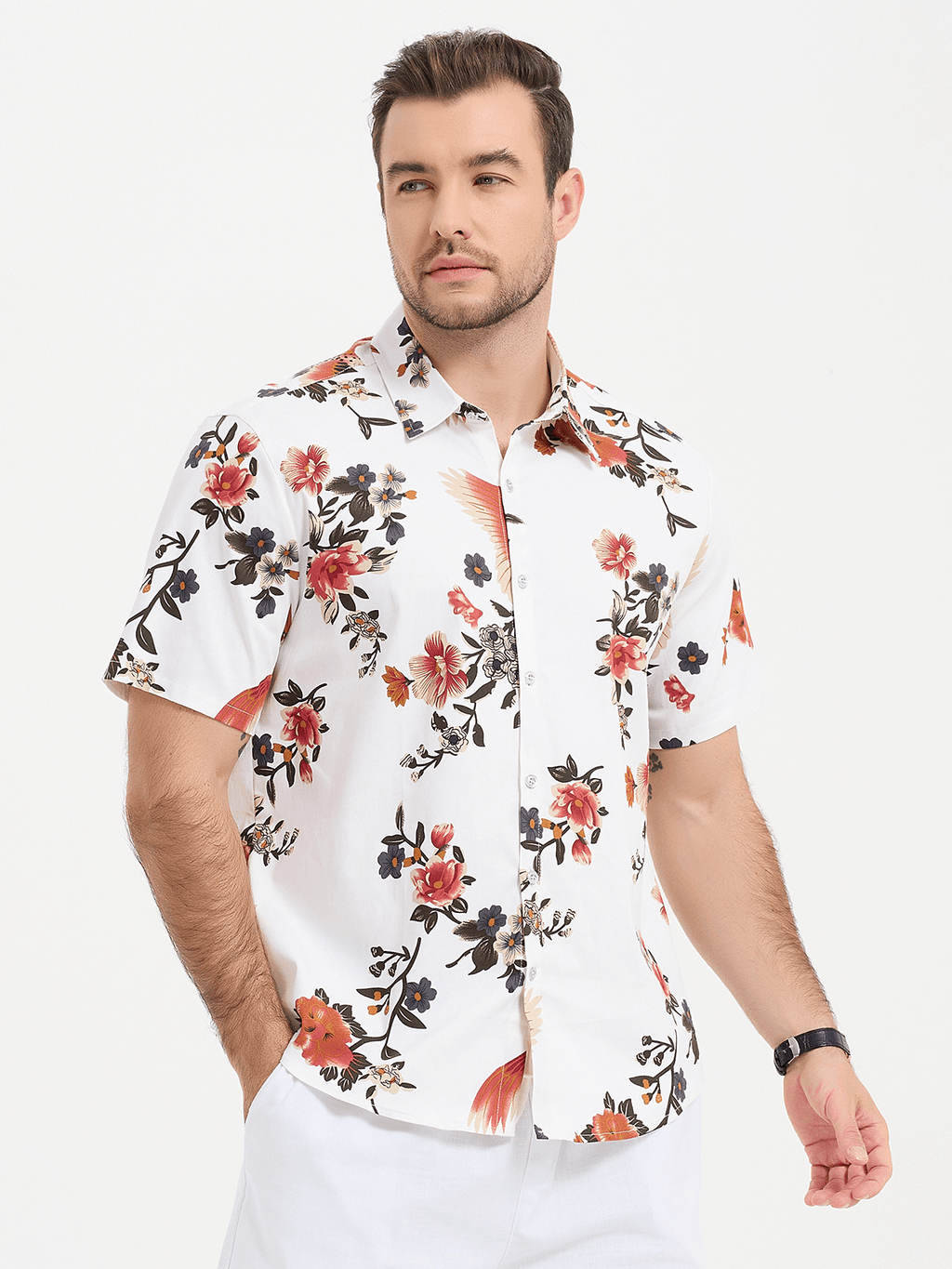 Chemise décontractée hawaïenne tropicale pour hommes