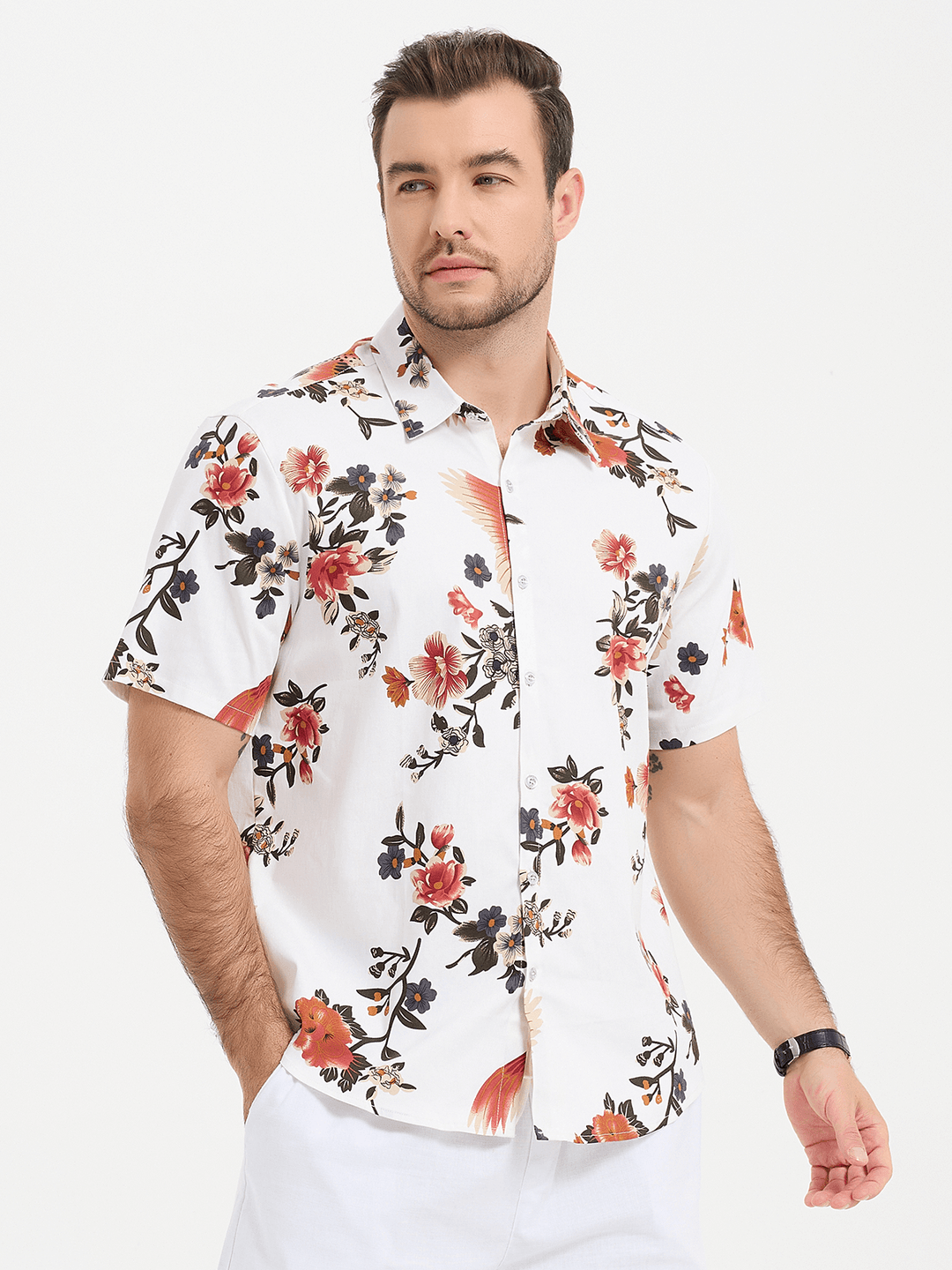 Chemise décontractée hawaïenne tropicale pour hommes