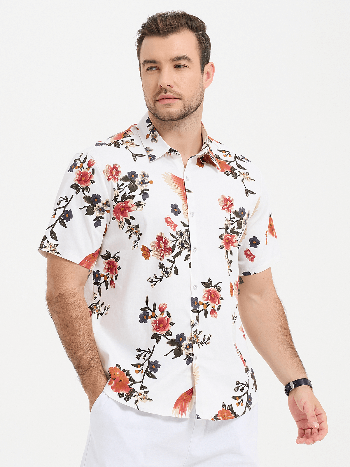 Chemise décontractée hawaïenne tropicale pour hommes