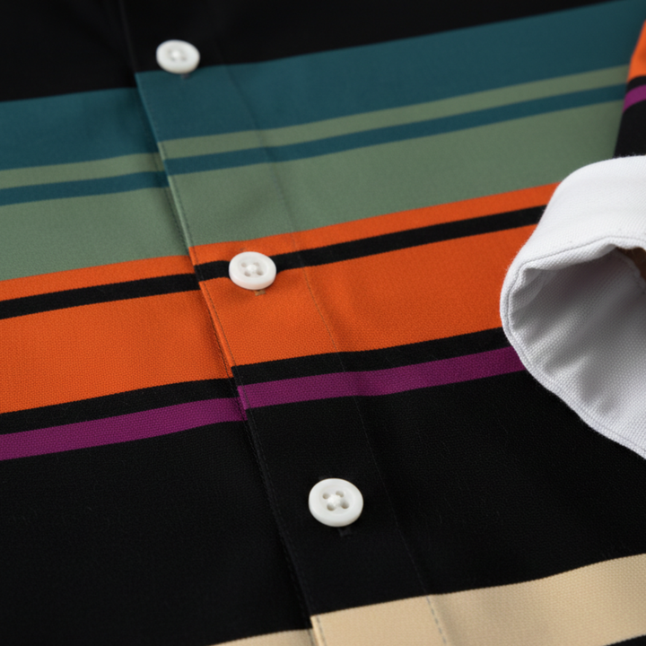 La Chemise Tendance à Rayures Modernes en Bloc de Couleurs Glenpark pour Hommes
