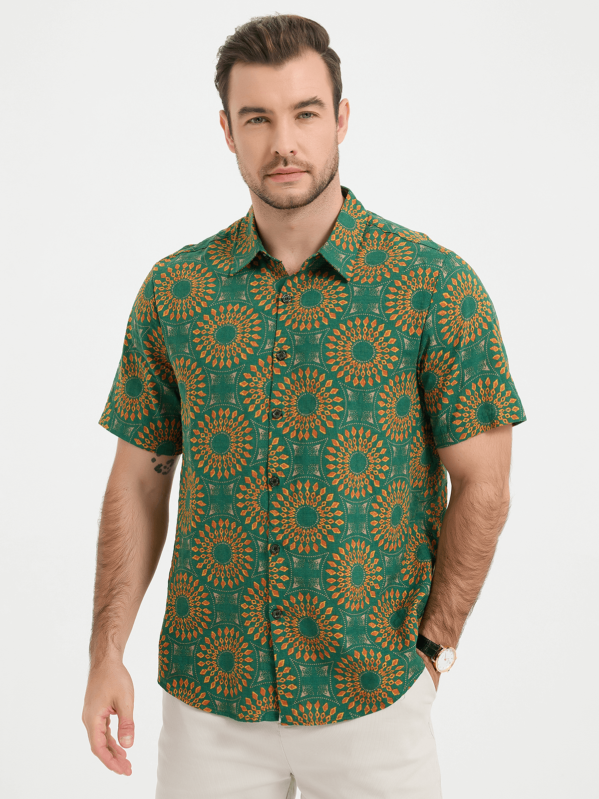 Chemise à manches courtes rétro boutonnée d'été disco vintage des années 70 pour hommes