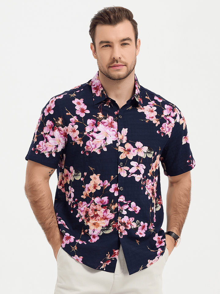 Chemise hawaïenne tropicale en coton floral pour homme