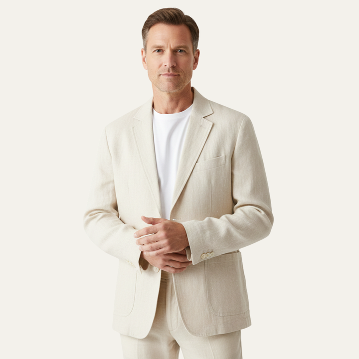 Le Blazer Casual en Lin Uni pour Homme Elmstead