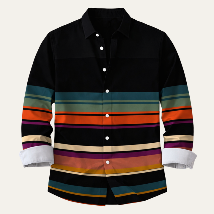La Chemise Tendance à Rayures Modernes en Bloc de Couleurs Glenpark pour Hommes