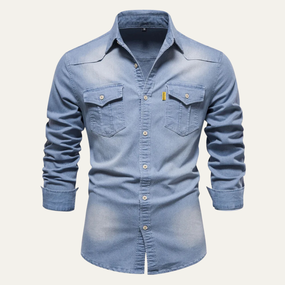 La Chemise en Coton à Col Montant Slim Fit Tendance pour Homme Roseland