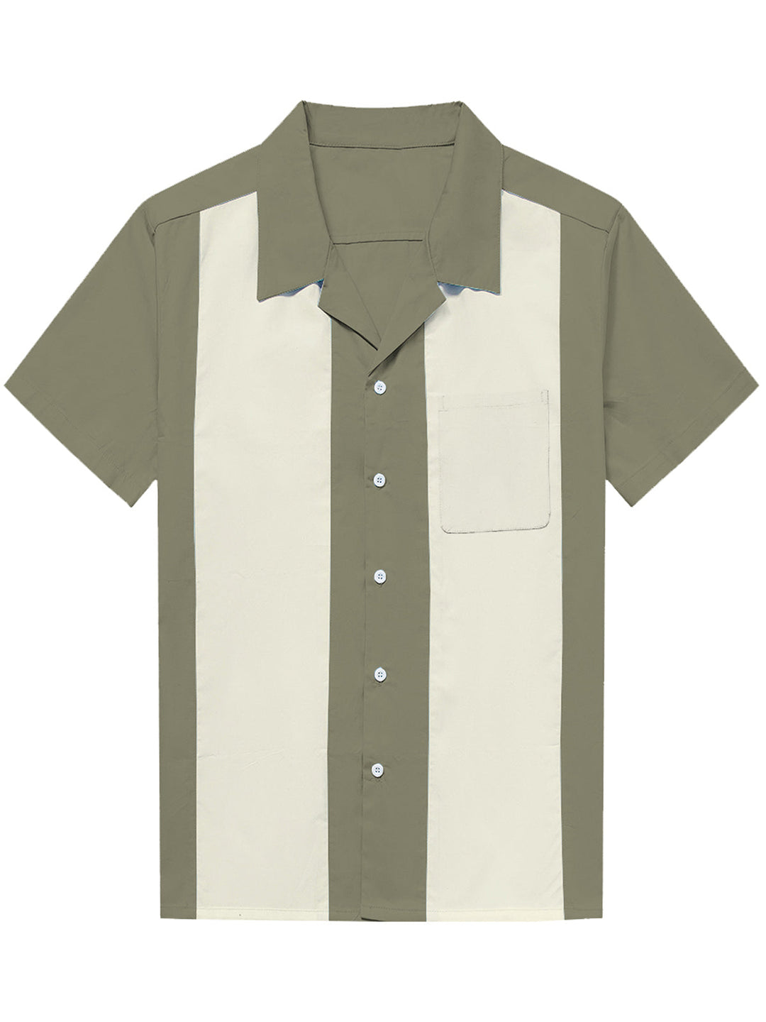 Chemise à manches courtes bleu col cubain des années 50 pour hommes