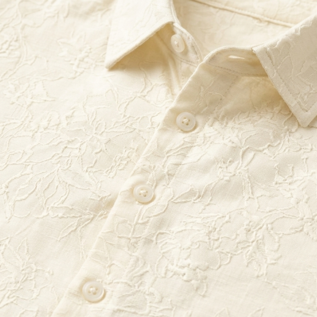 La Chemise Boutonnée Texturée Ivoire pour Homme Silverbrook Hill