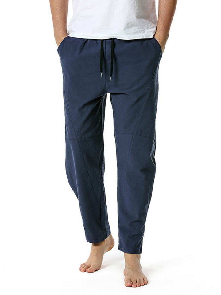 Pantalon ample décontracté léger en coton pour hommes, taille élastique