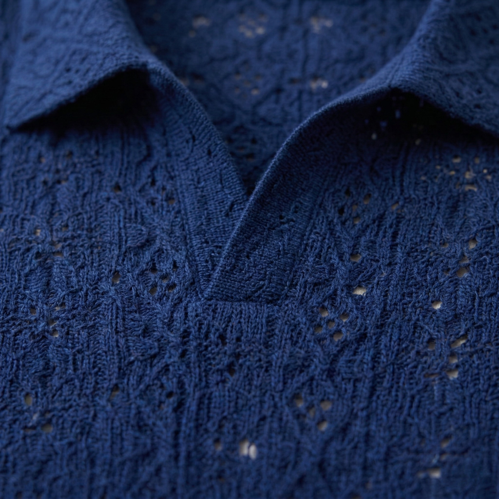 La chemise polo en tricot crochet pour homme Brookstone – Bleu marine