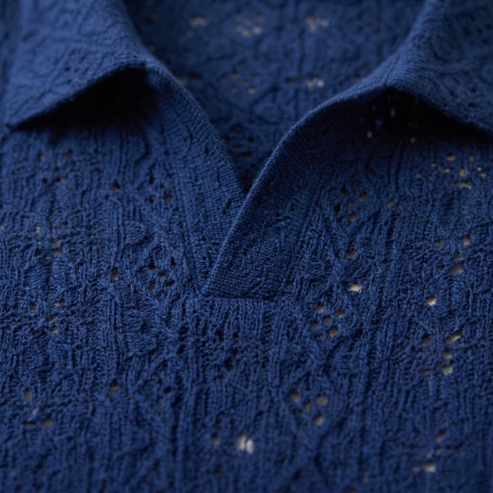 La chemise polo en tricot crochet pour homme Brookstone – Bleu marine