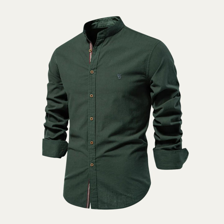 La chemise en coton à col montant slim fit décontractée pour hommes Brookline
