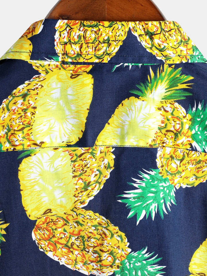 Chemises en coton ananas à manches courtes pour hommes