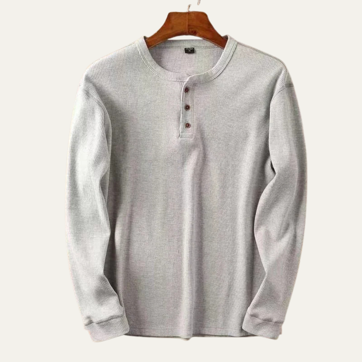 La chemise Henley thermique en coton à mailles de la Glenhurst Park pour hommes, coupe slim