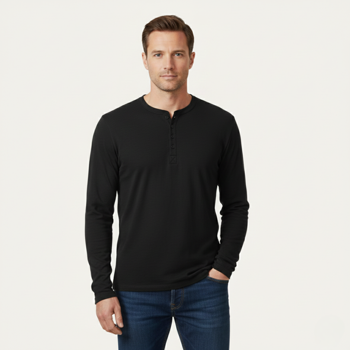 La Chemise Henley à Manches Longues pour Homme de Sheffield - Haut en Coton Moderne