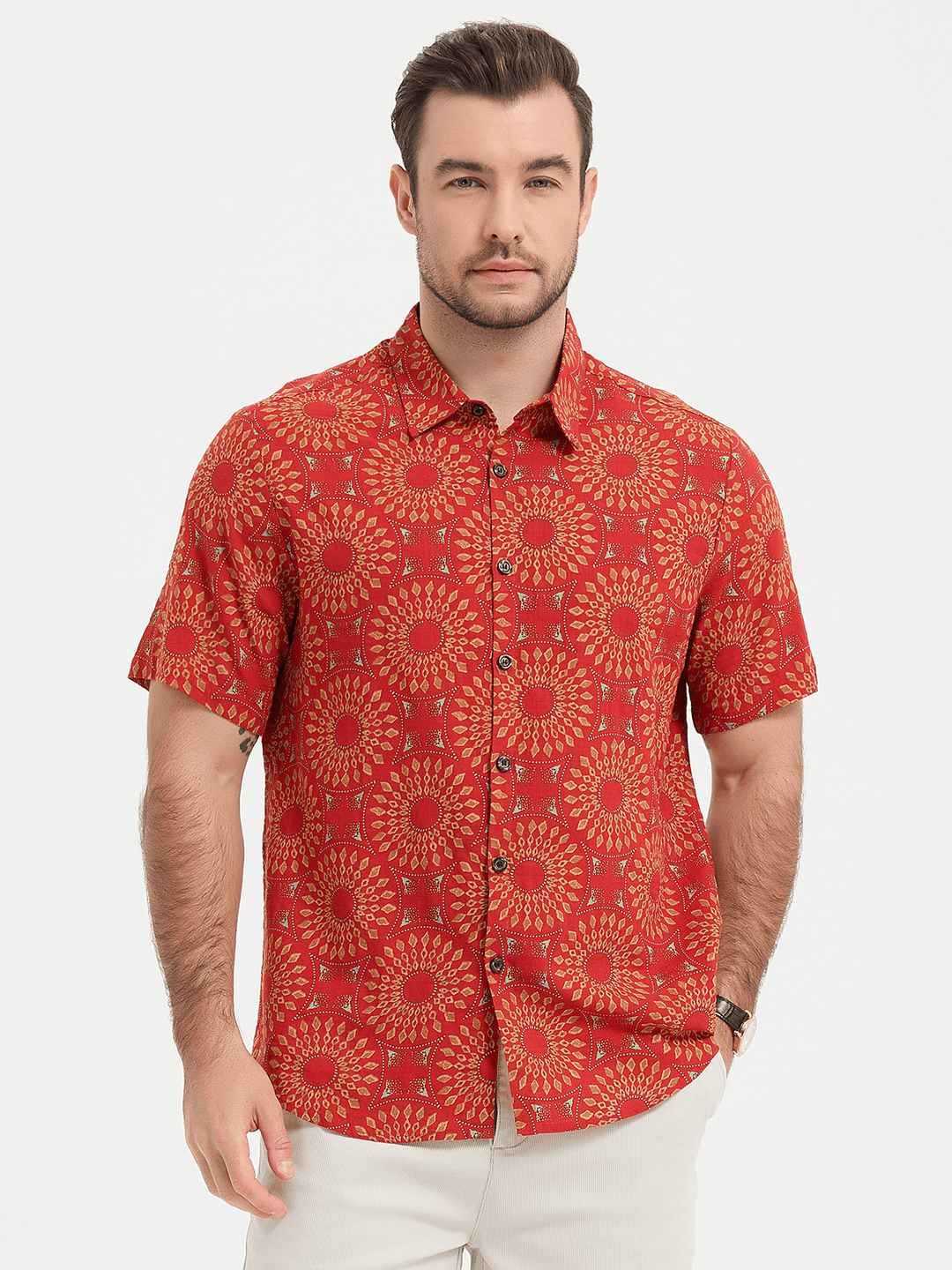 Chemise à manches courtes rétro boutonnée d&
