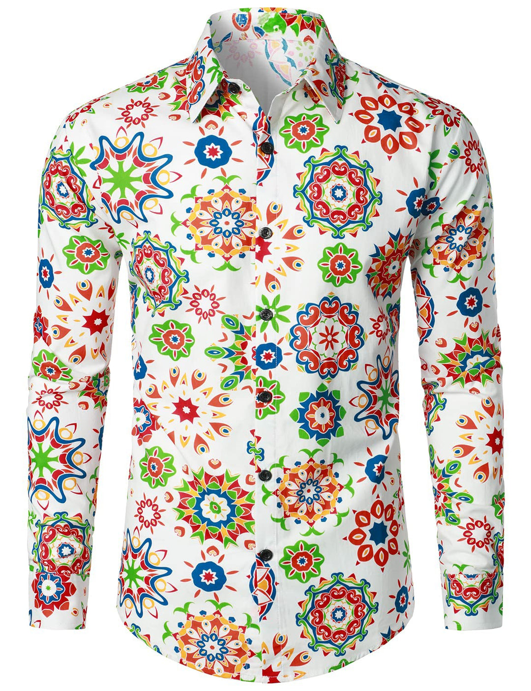 Lot de 4 |Chemise habillée à manches longues boutonnée en coton floral respirant pour hommes