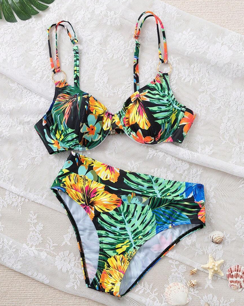 Bikini Sexy Imprimé Soutien-Gorge Push-Up Triangle