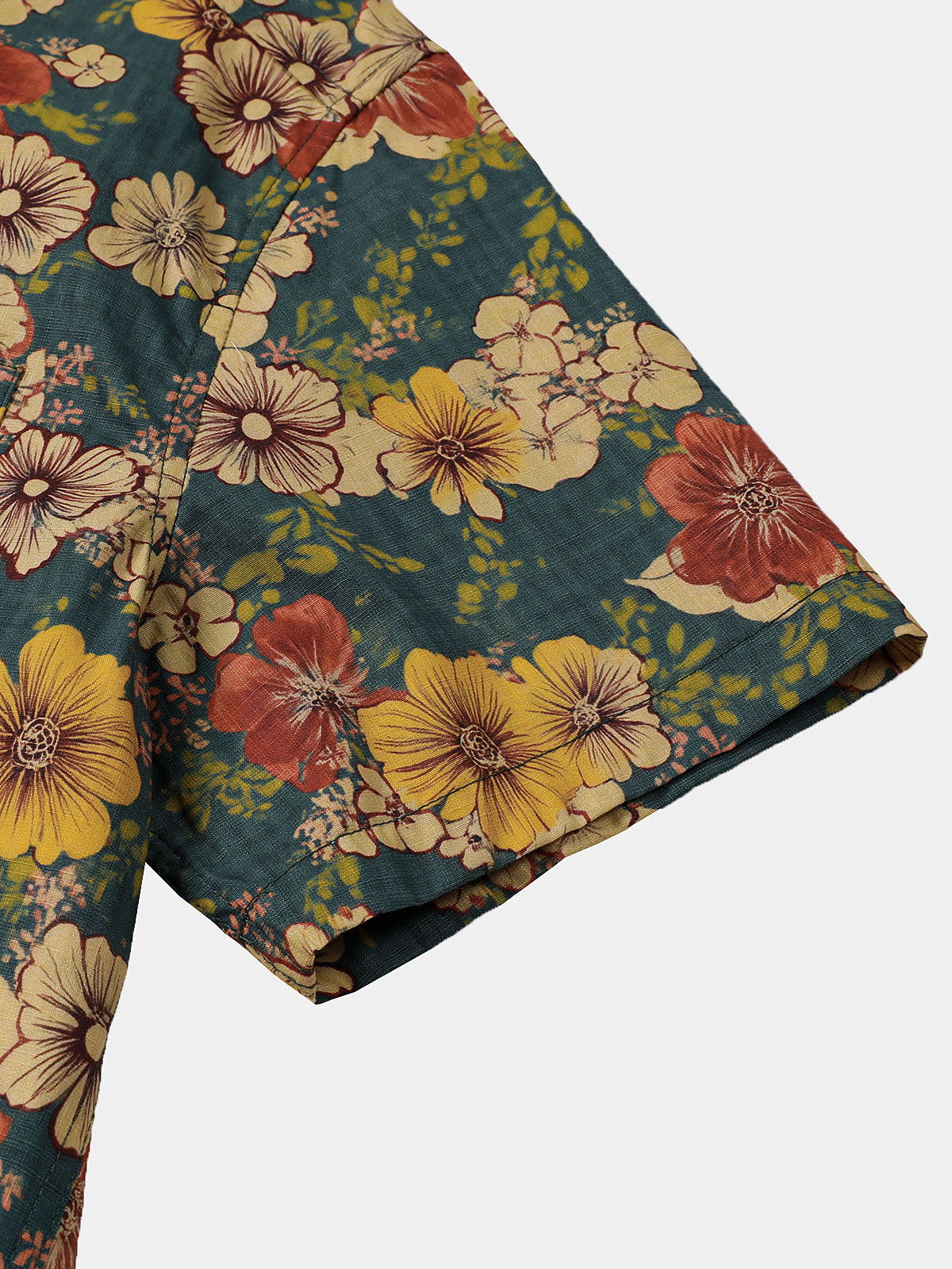 Chemise à manches courtes respirante avec imprimé botanique vintage pour hommes
