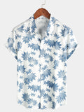 Chemise à Manches Courtes Respirante avec Imprimé Feuille d'Érable pour Homme