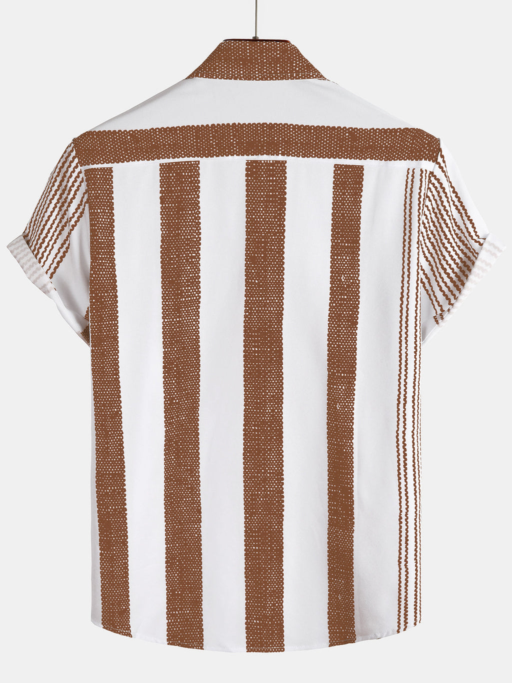 Chemise à manches courtes décontractée à rayures verticales marron vintage pour hommes