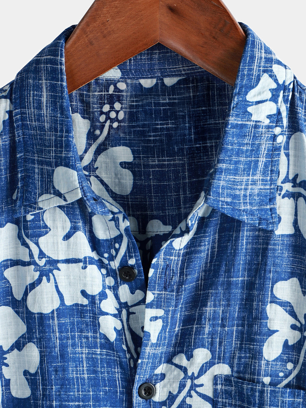 Chemise hawaïenne tropicale bleue à manches courtes et boutonnée pour hommes