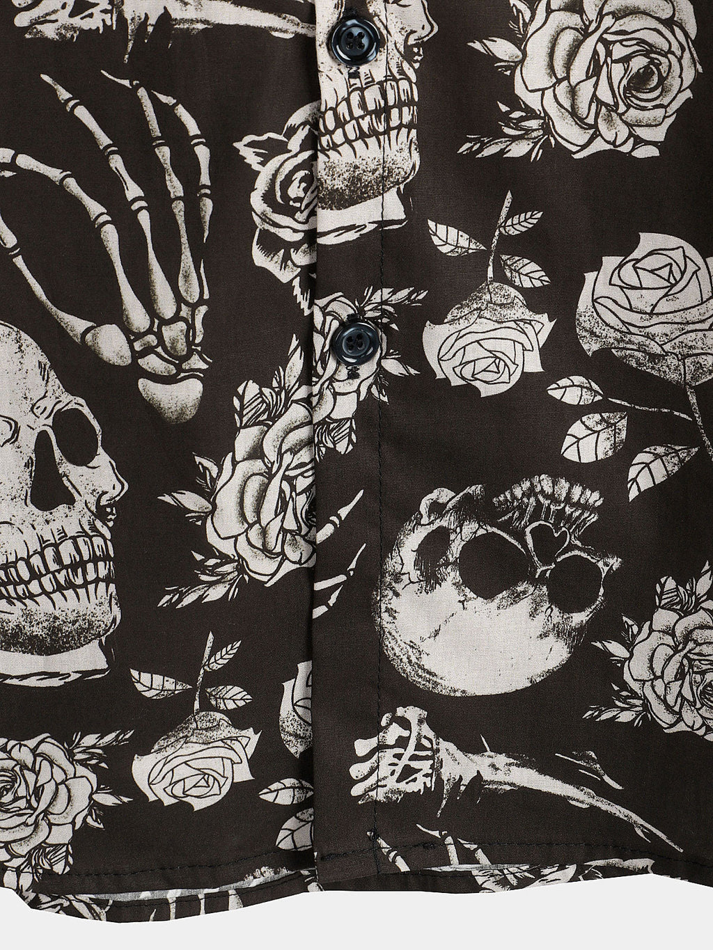 Chemise boutonnée Cool Skull Rose Floral Punk Rock and Roll pour hommes