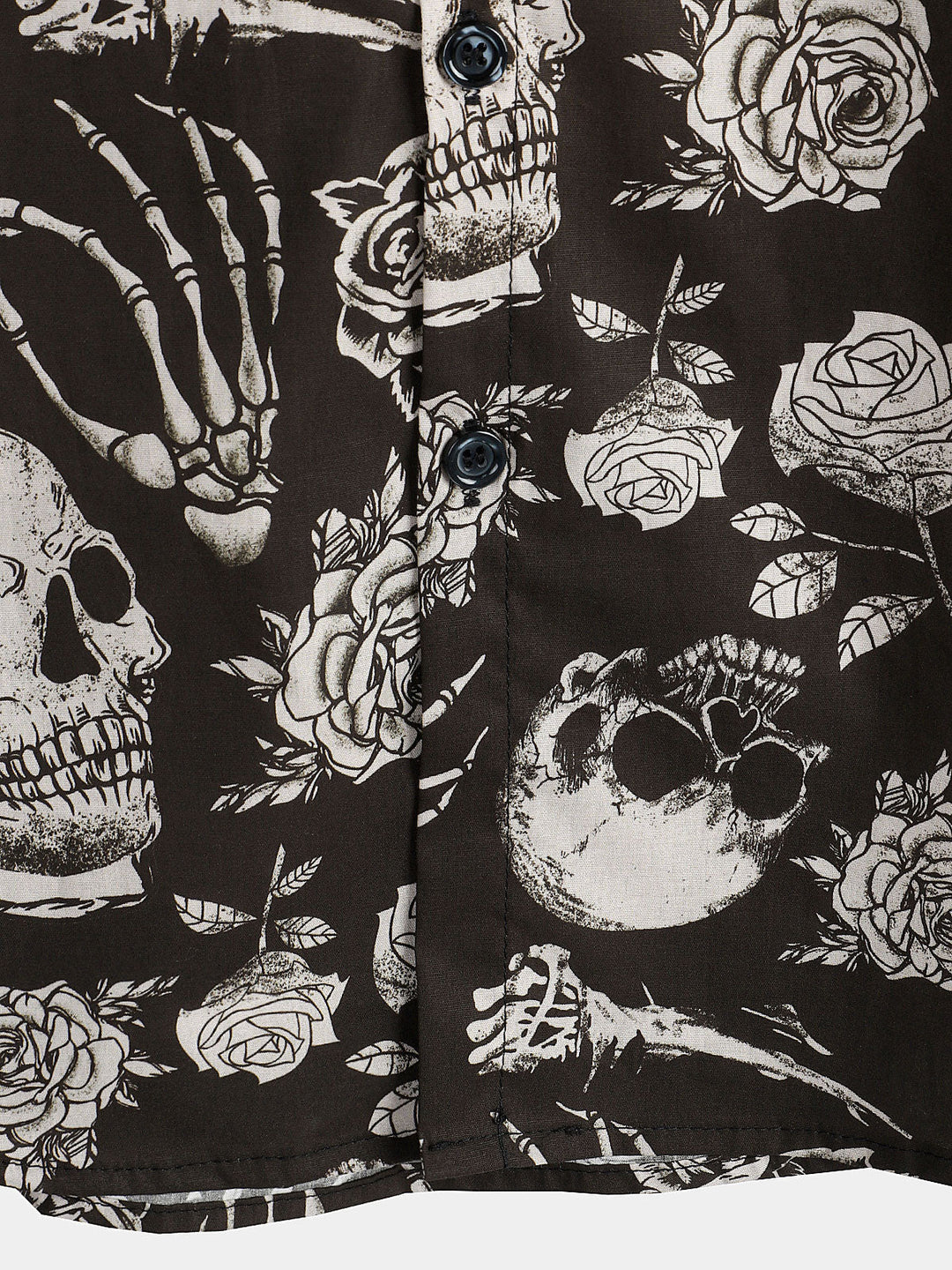 Chemise boutonnée Cool Skull Rose Floral Punk Rock and Roll pour hommes