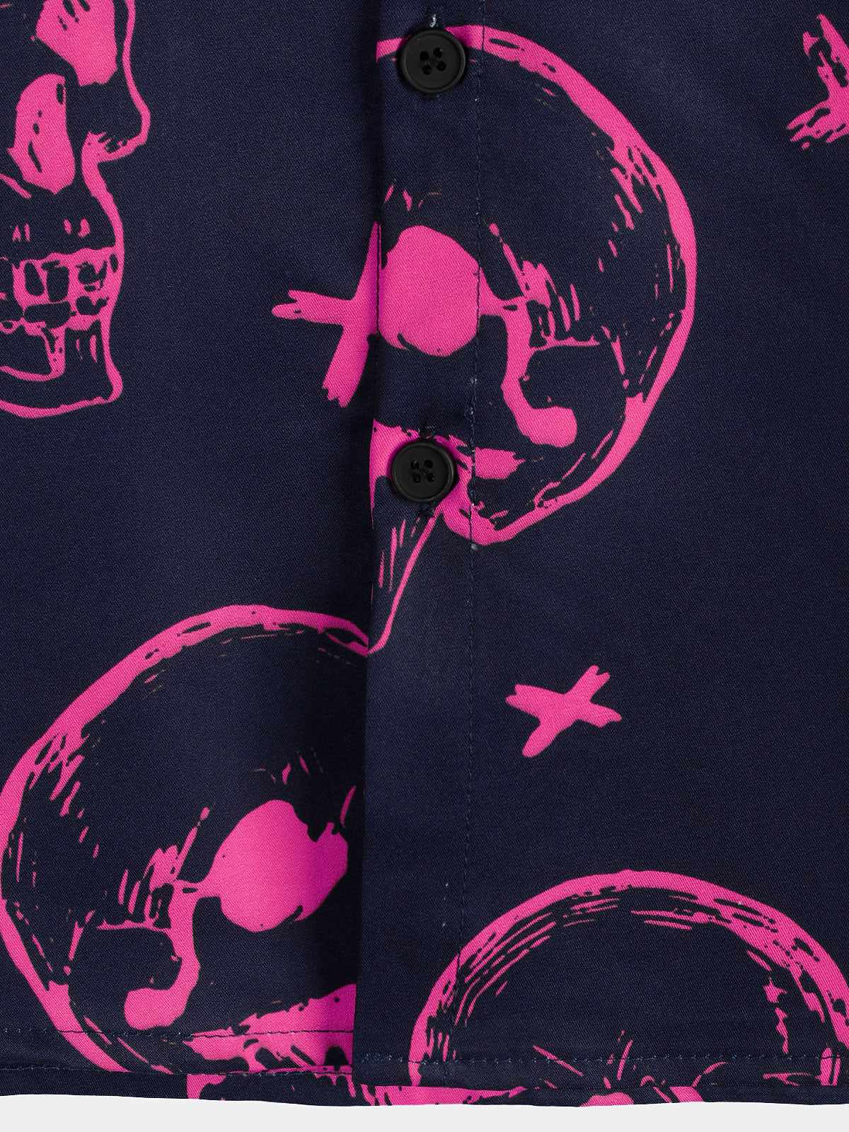Chemise hawaïenne Aloha à manches courtes pour hommes, imprimé tête de mort rose, bouton graphique artistique
