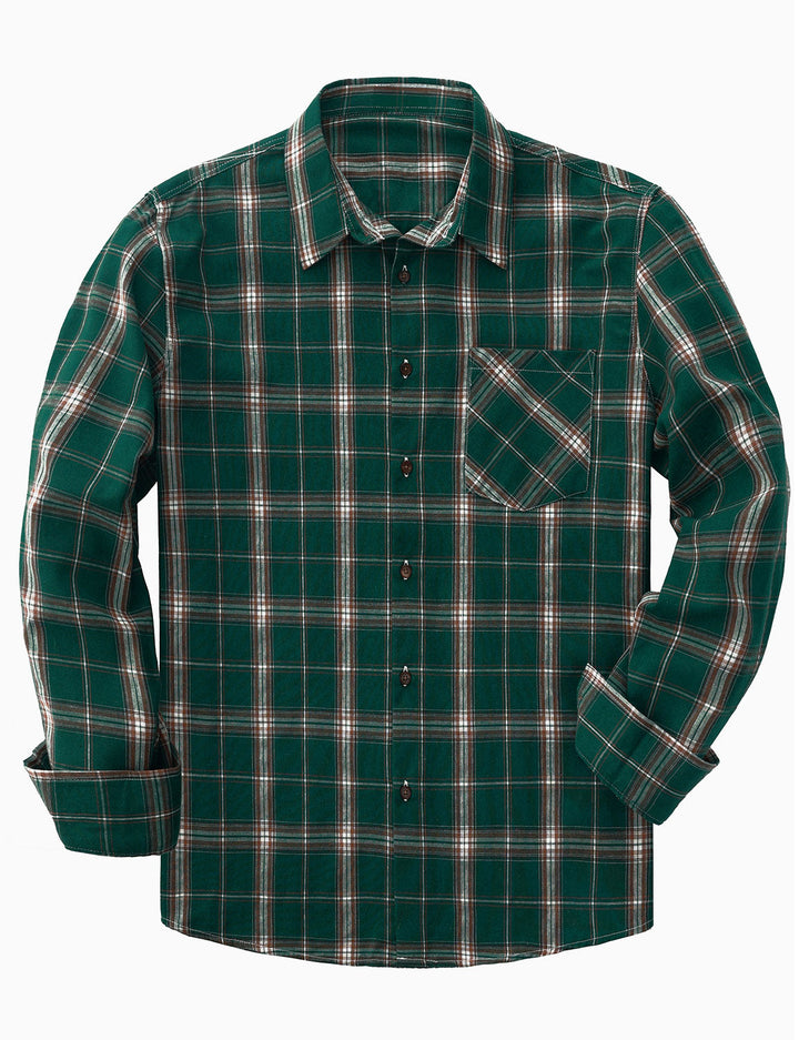 Chemise à manches longues à carreaux décontractée pour hommes avec poche rétro