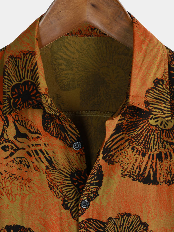 Chemise hawaïenne à manches courtes et à imprimé floral rétro pour homme