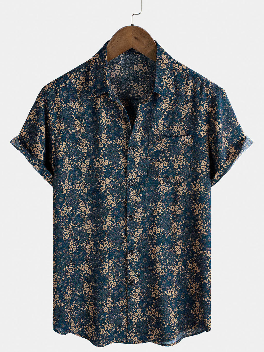 Chemise d'été à imprimé rétro pour homme avec poche