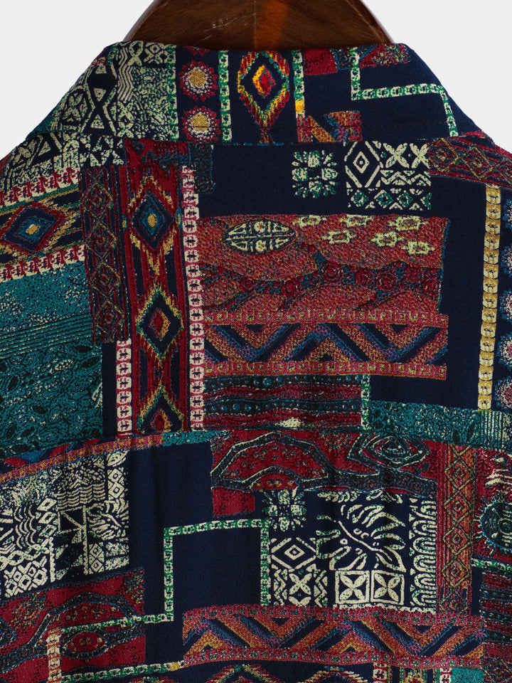 Chemise hawaïenne à manches courtes pour homme, style rétro et respirant, style ethnique