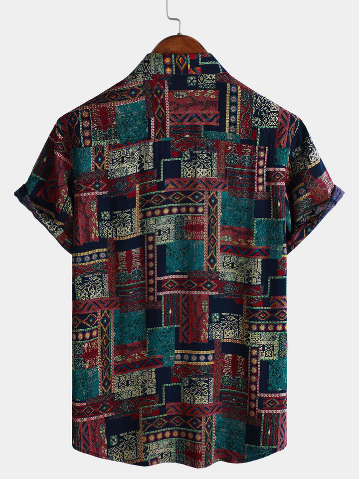 Chemise hawaïenne à manches courtes pour homme, style rétro et respirant, style ethnique