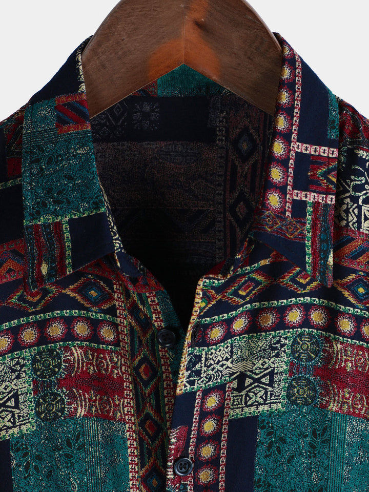 Chemise hawaïenne à manches courtes pour homme, style rétro et respirant, style ethnique
