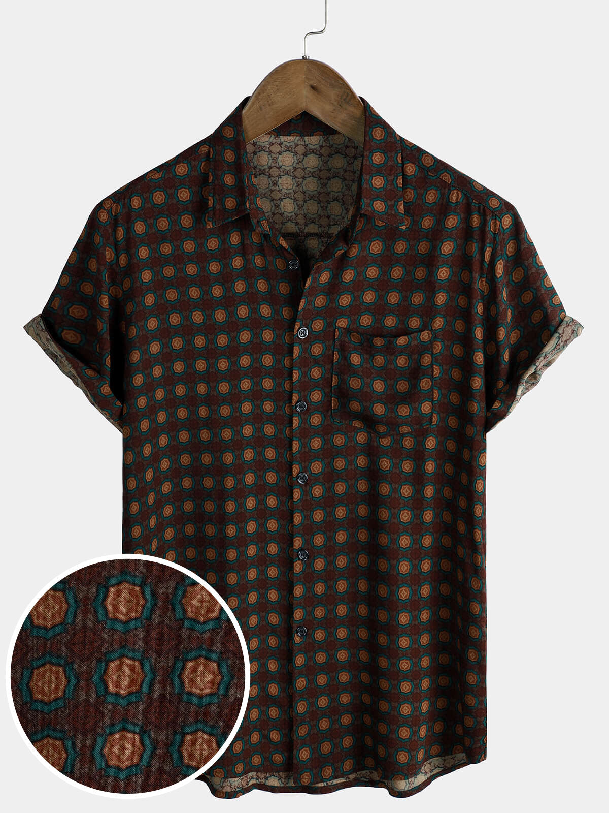 Chemise d'été décontractée vintage à manches courtes pour homme