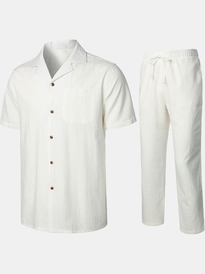 Ensemble chemise et pantalon Guayabera cubains décontractés pour homme, ensemble d&