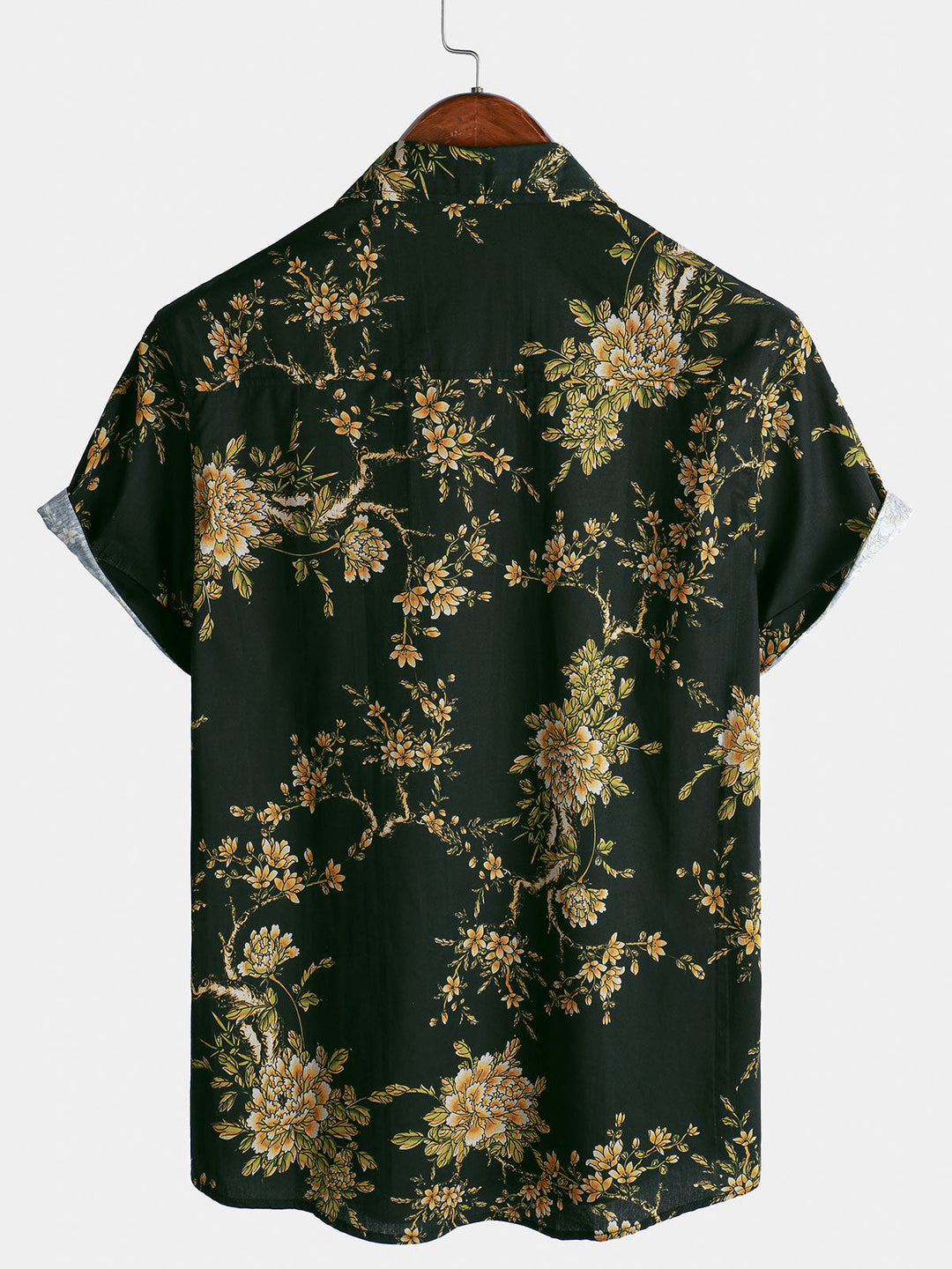 Chemise à manches courtes en coton à motif floral pour homme